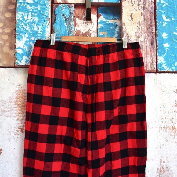 Men's Old Navy Straight Flannel Pajama Sleep Pants XLARGE Red Buffalo Plaid NEW - Picture 7 of 10